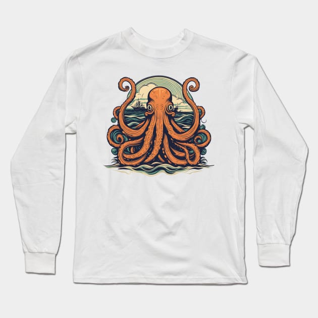 Kraken the monster of sea Long Sleeve T-Shirt by Orange-C